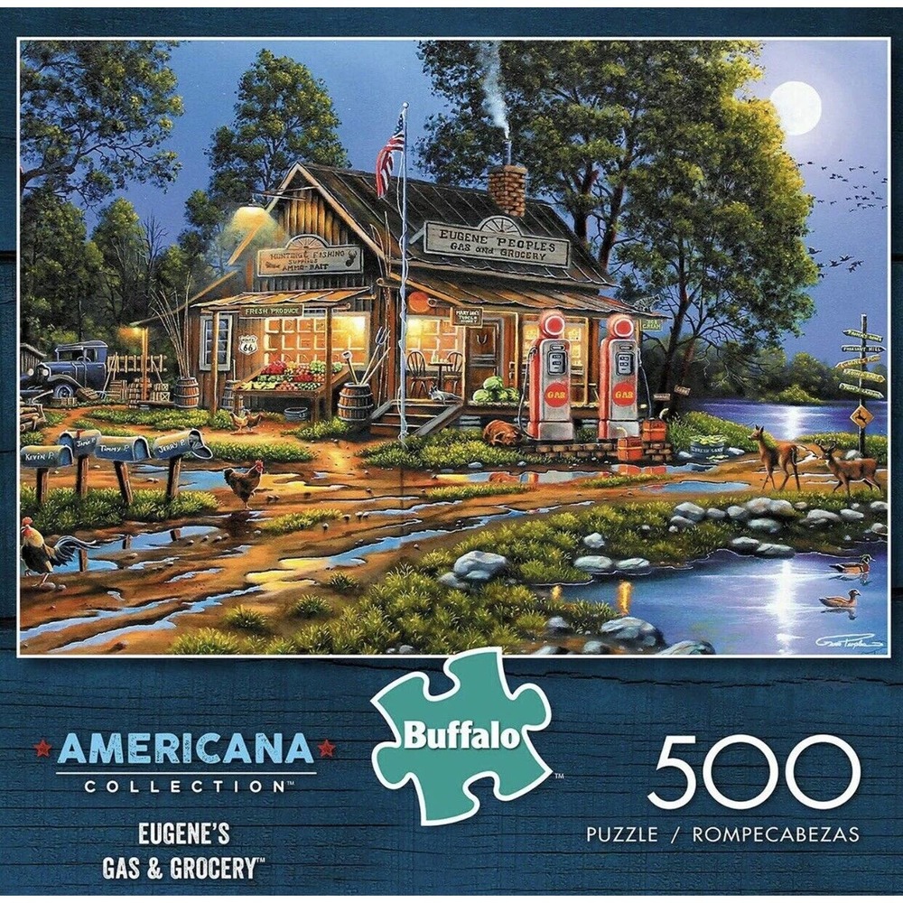 Buffalo Games‎ Americana Collection Eugene's Gas & Grocery 500 Pc Jigsaw Puzzle